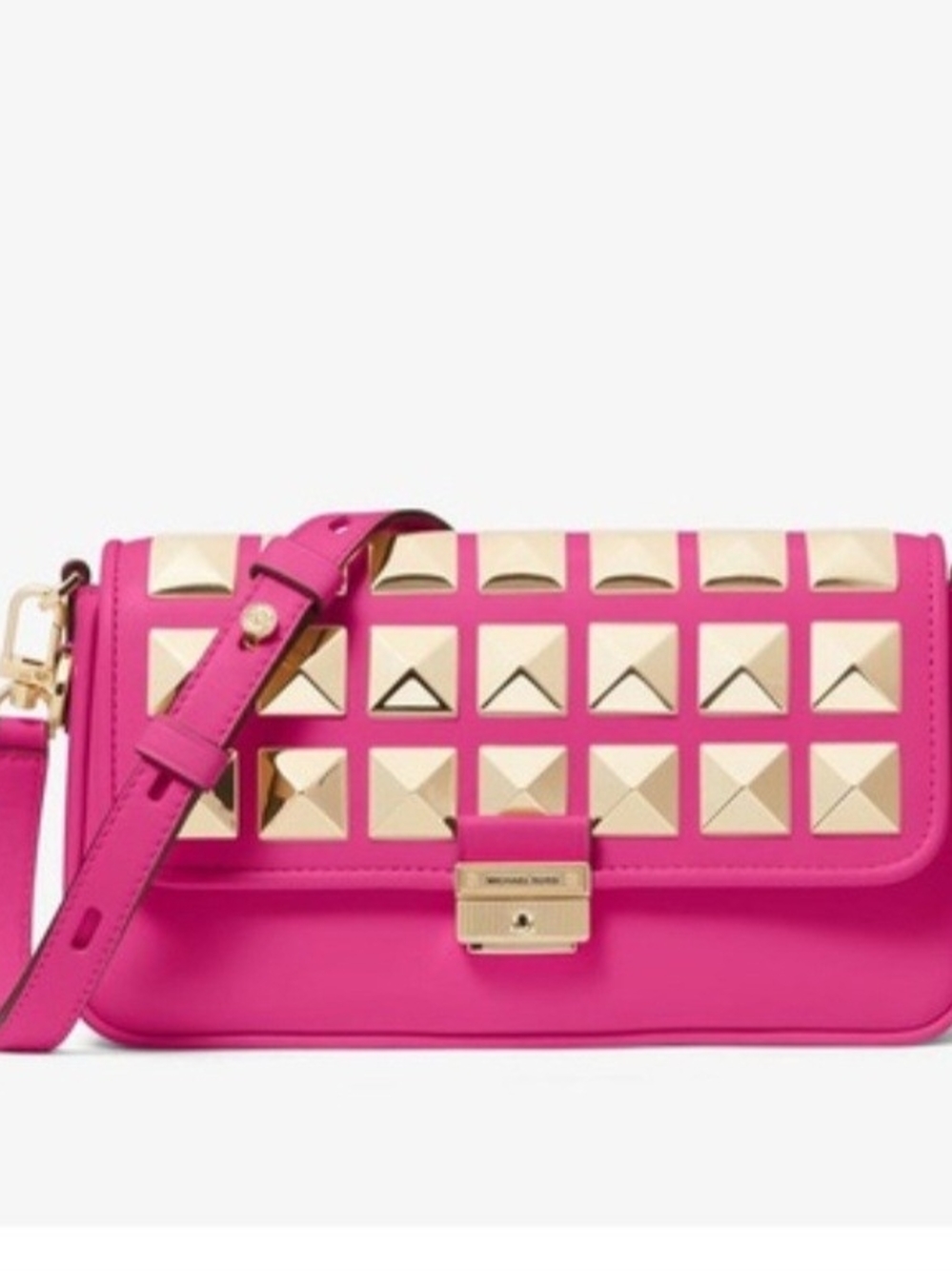 Michael Kors Bradshaw Small Studded Leather Convertible Shoulder Bag Wildberry